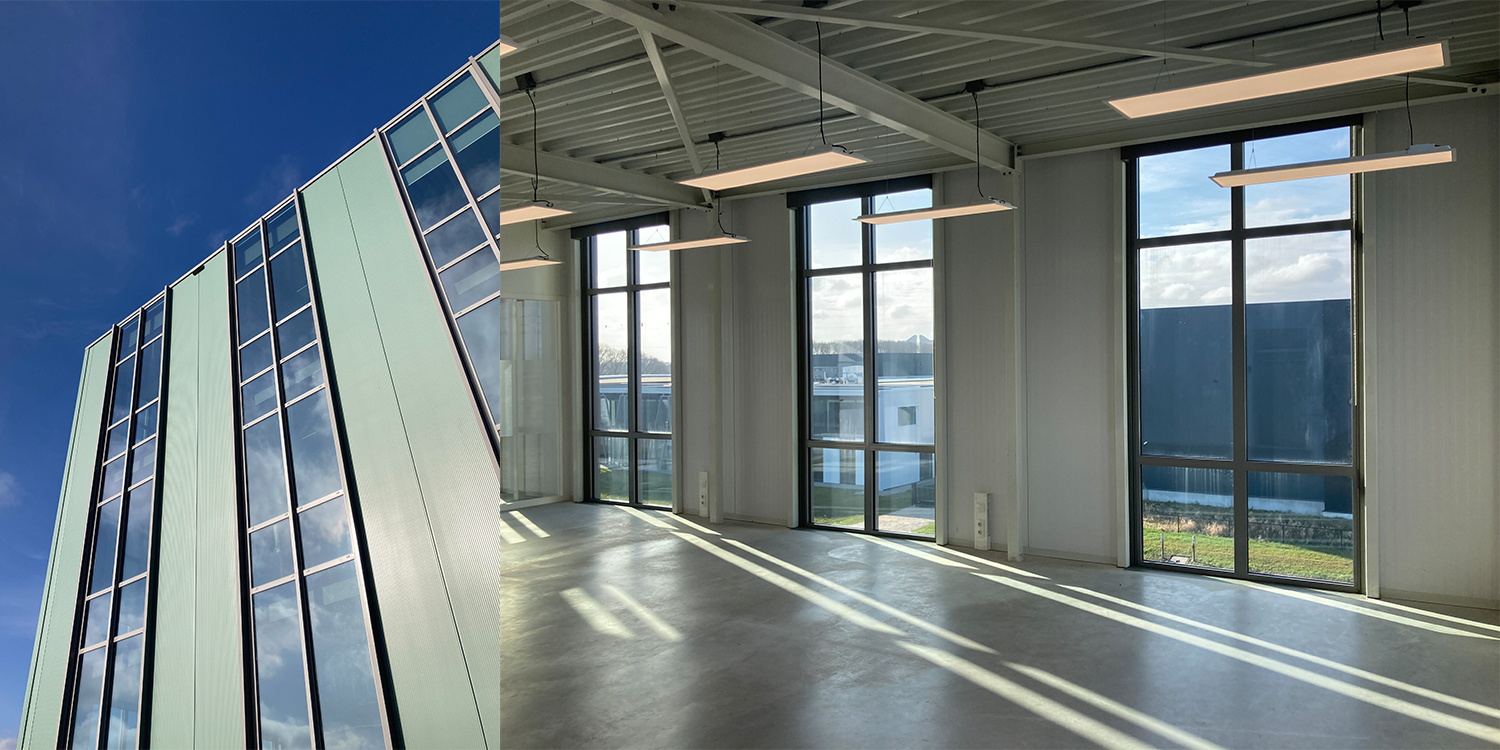bedrijfsgebouw vliesgevel modern groen